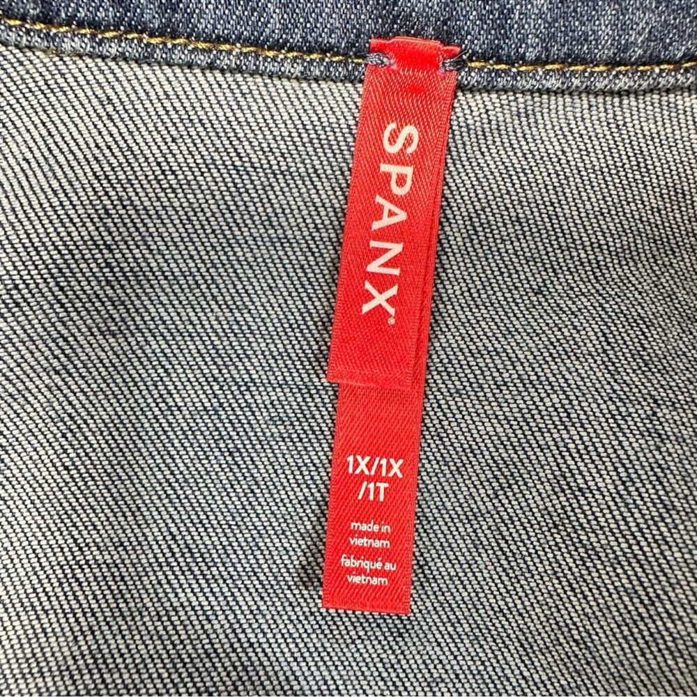 Spanx tie front denim shirt jacket sz 1X - Picture 6 of 7